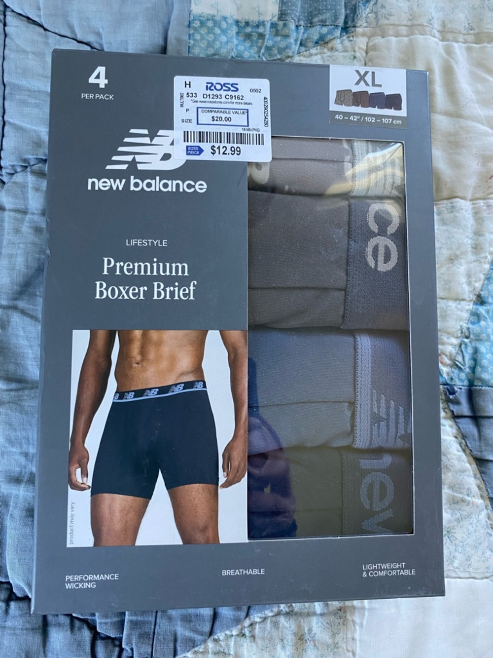 New Balance Premium Men’s Boxer Briefs (4) Size XL w/ Receipt. NIB